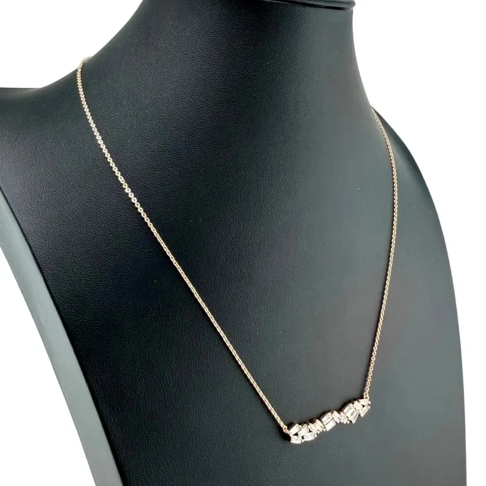 Express Modern Dainty Cubic Zirconia Baguettes Rose Gold Tone 19